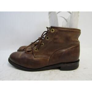 Justin Womens Size 7.5 B Brown Leather Lace Up Kilt Ankle Cowboy Western Boots